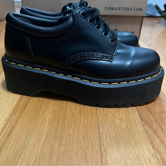 (With box) Dr Doc Marten Black 8053 quad Platform Oxford shoes